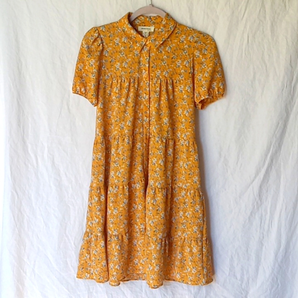 Monteau Women's Summer Yellow Dress Size XS Floral